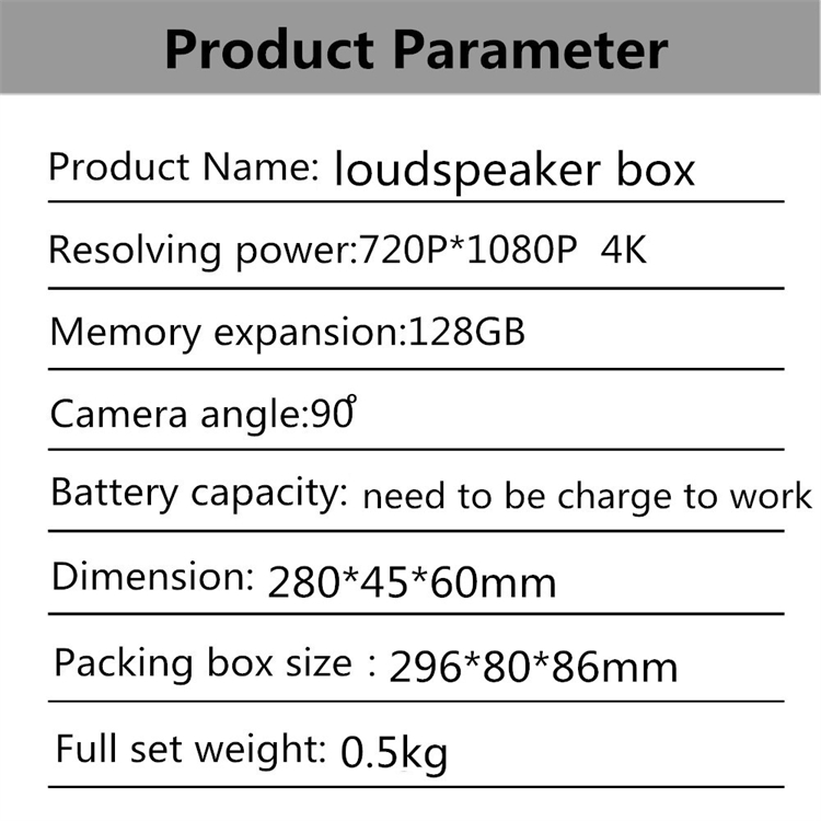 Bluetooth Speaker Camera Details