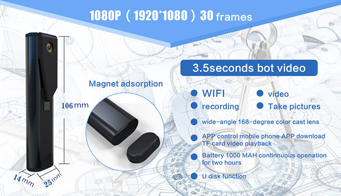 WF-H108 1080P HD WIFI Mini Camera pen