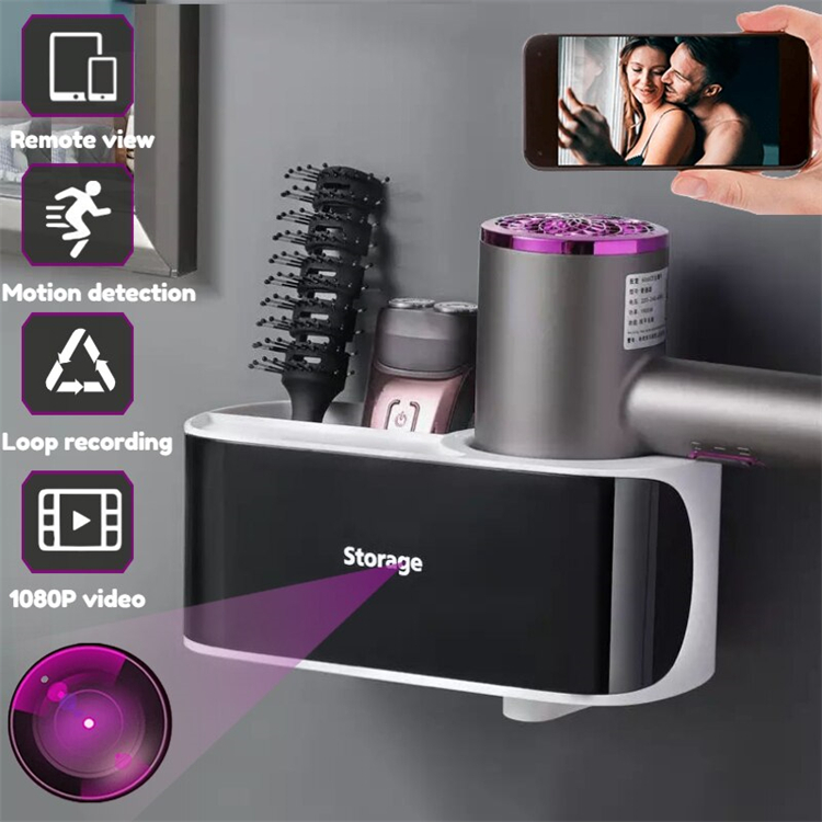 WF-CF51 WiFi HD 1080P Hair Dryer Holder Home Security Cam DVR Wall Mount Bathroom Pylon Cam