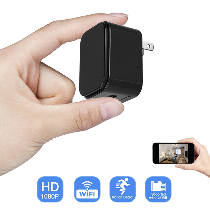 D81 1080P HD Mini WiFi USB Wall Charger Hidden Spy Camera support 128GB
