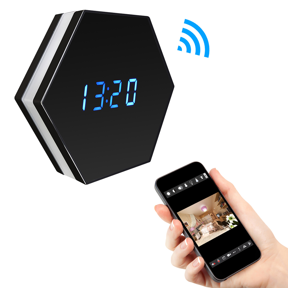 WF-Z18H 1080P WIFI Night vision Color Mirror Spy Clock