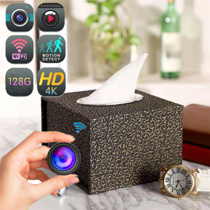 BX34 HD 4K WiFi Wireless IP Wicker Tissue Box Hidden Security Nanny Cam Spy Camera